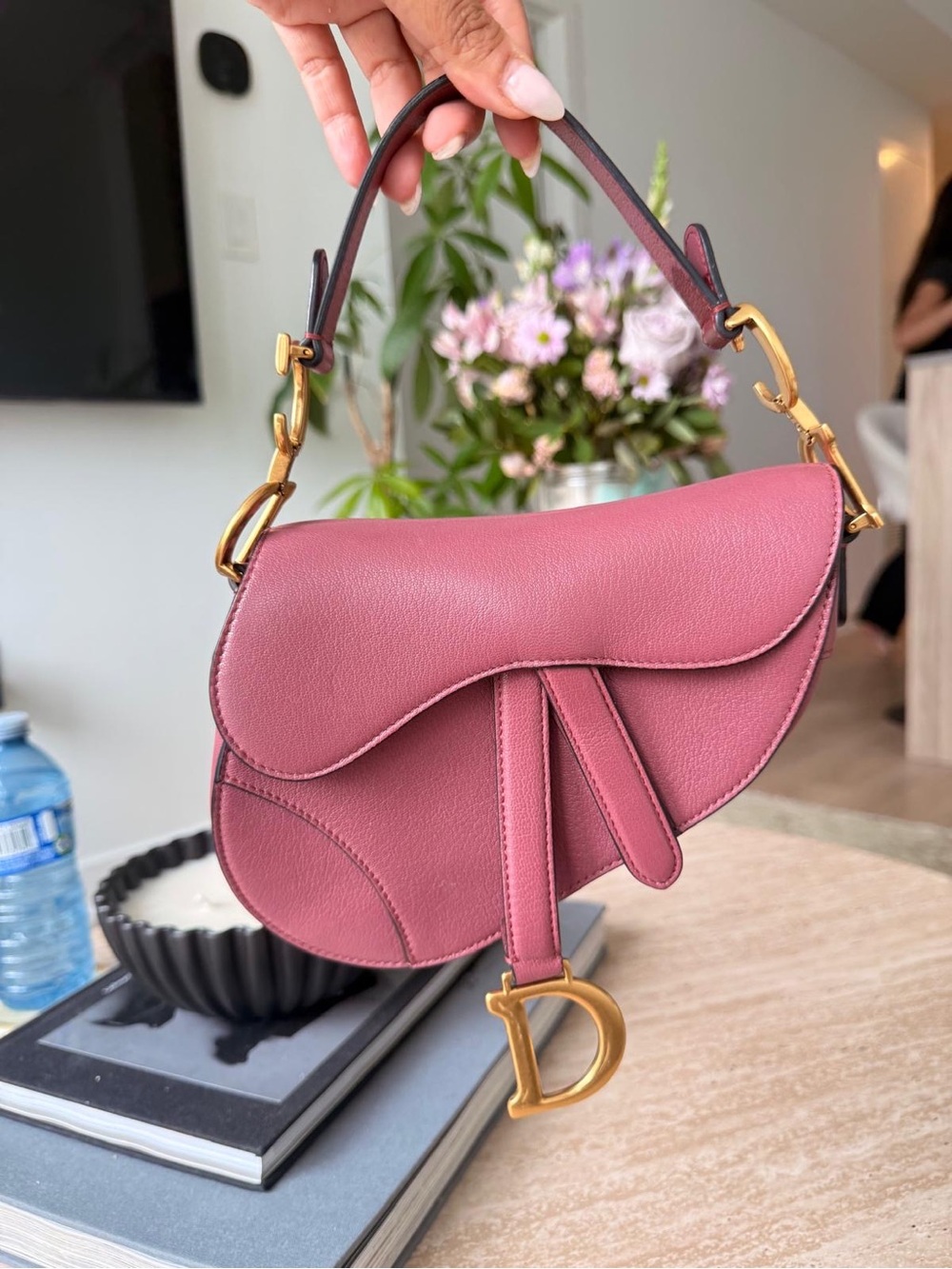 CHRISTIAN DIOR — mini saddle Shoulder Bag with Gold Accent, no strap